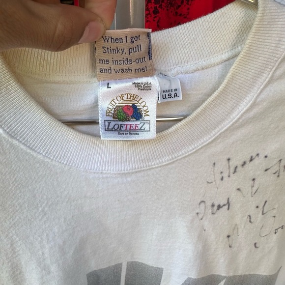 Fruit Of The Loom White Autographed Sports Graphic Vintage TShirt Large - Picture 5 of 8